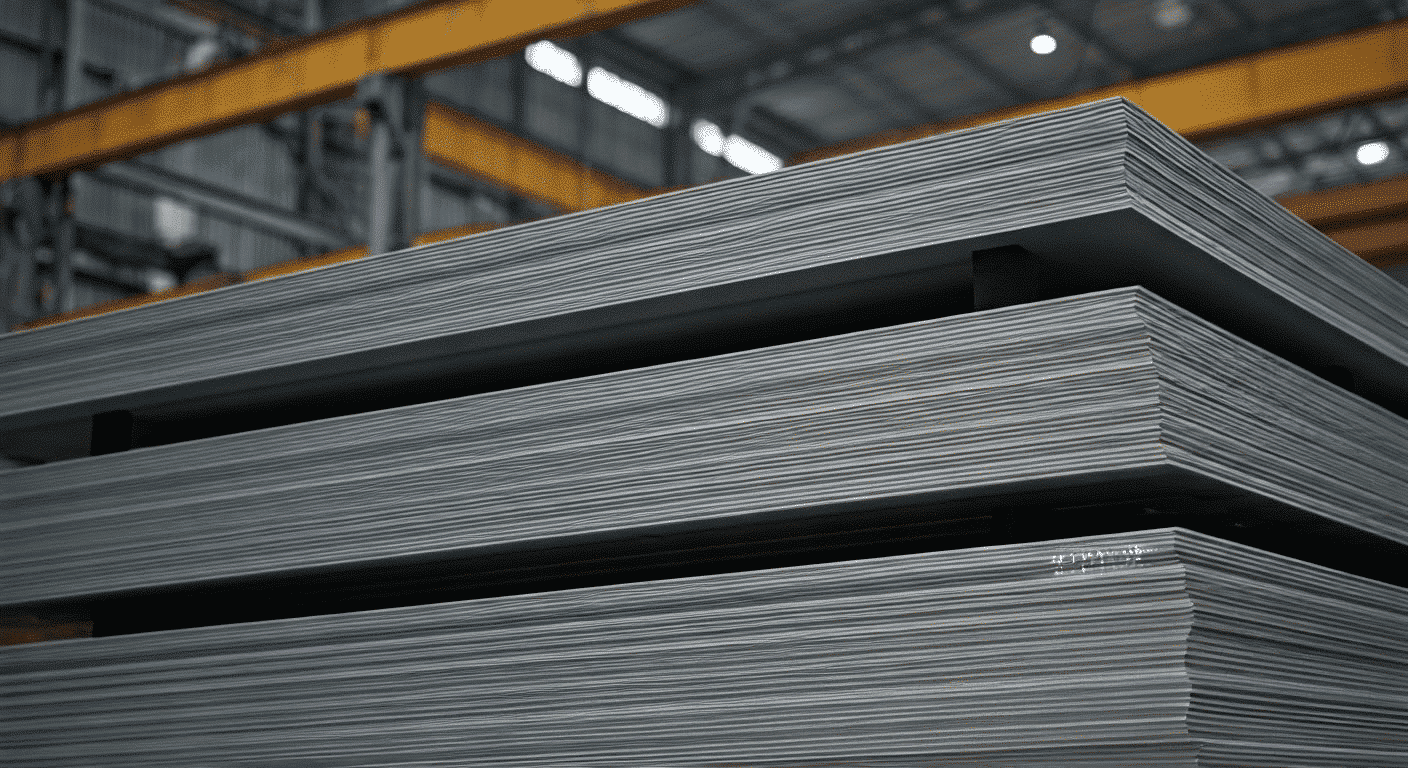 Stack of 2024-O aluminum sheets in warehouse